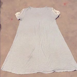 Gray and white striped dress